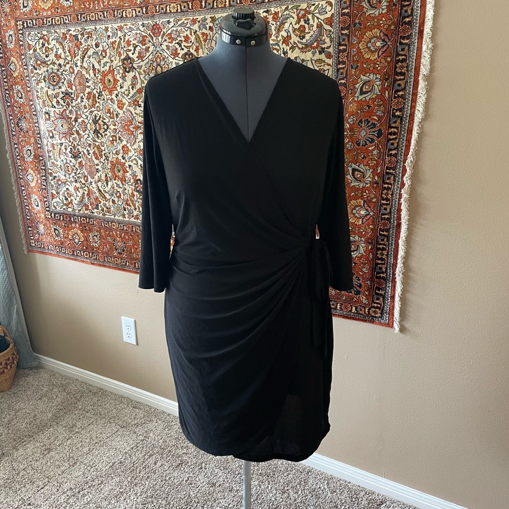 Black faux wrap dress